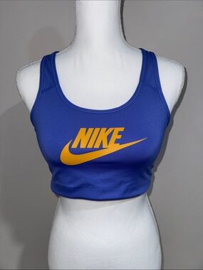 Nike Blue Sports Bra with Gold Logo